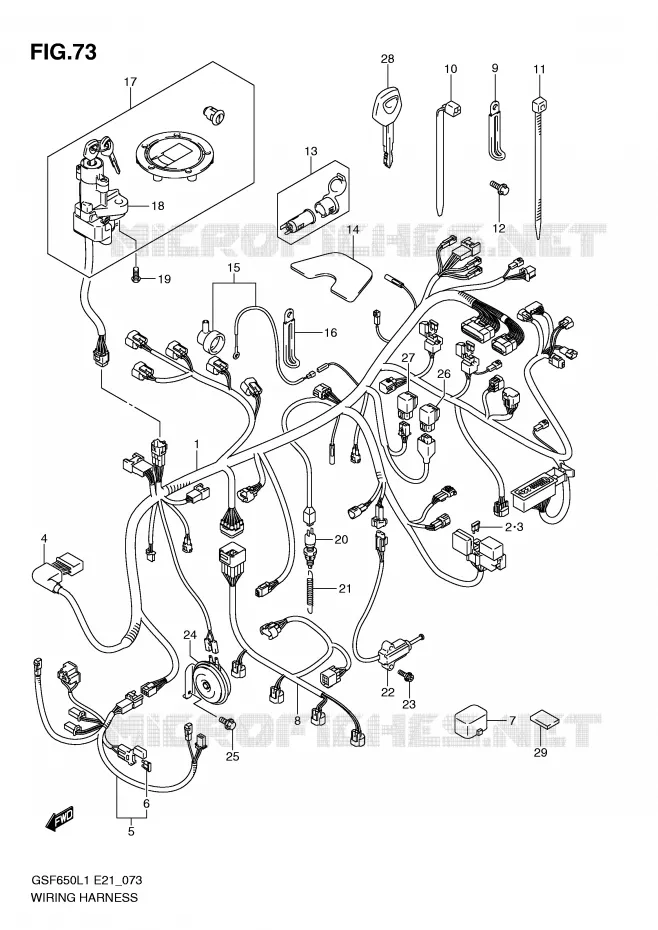 WIRING HARNESS (GSF650SAL1 E21) Suzuki MOTO 650 BANDIT 2011  GSF650AL1(E21)