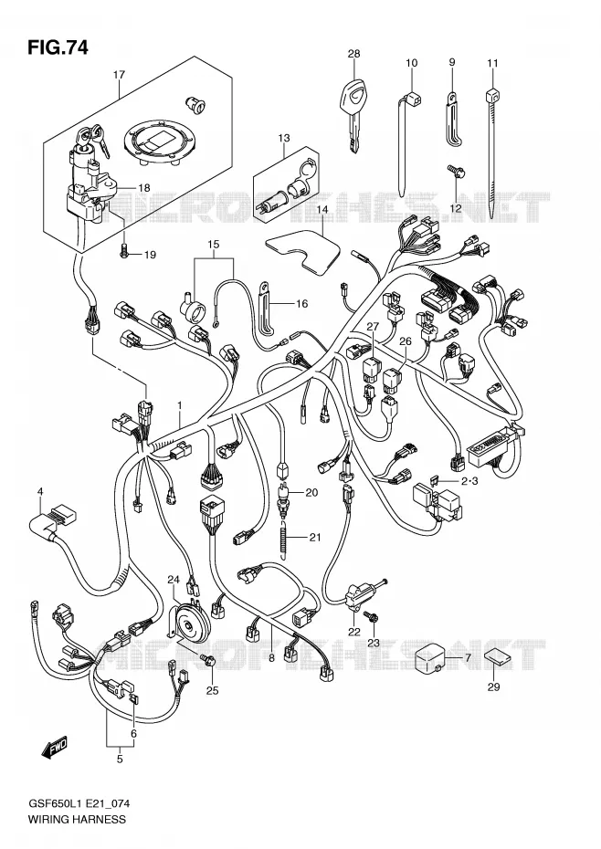 WIRING HARNESS (GSF650SUAL1 E21) Suzuki MOTO 650 BANDIT 2011  GSF650SL1(E21)