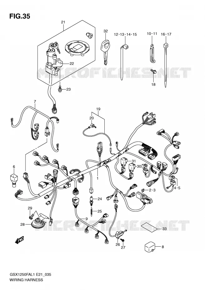 WIRING HARNESS (GSX1250FAL1 E21) Suzuki MOTO 1250 GSX-F 2012  GSX1250FAL1(E21)