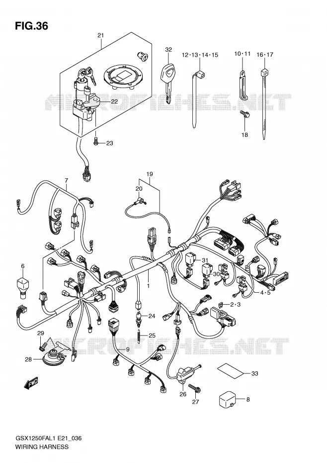 WIRING HARNESS (GSX1250FAL1 E24) Suzuki MOTO 1250 GSX-F 2011  GSX1250FAL1(E21)