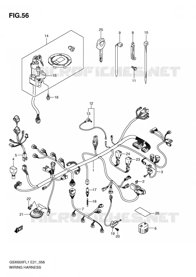 WIRING HARNESS (GSX650FAL1 E21) Suzuki MOTO 650 GSX-F 2011  GSX650FUAL1(E21)