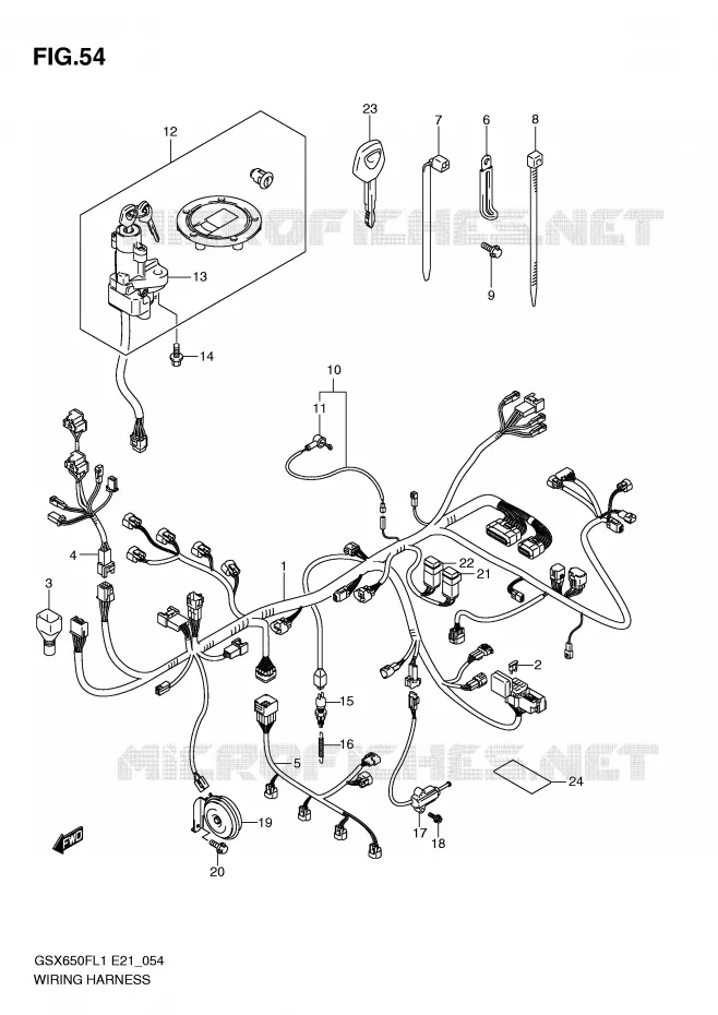 WIRING HARNESS (GSX650FUL1 E21) Suzuki MOTO 650 GSX-F 2011  GSX650FAL1(E21)