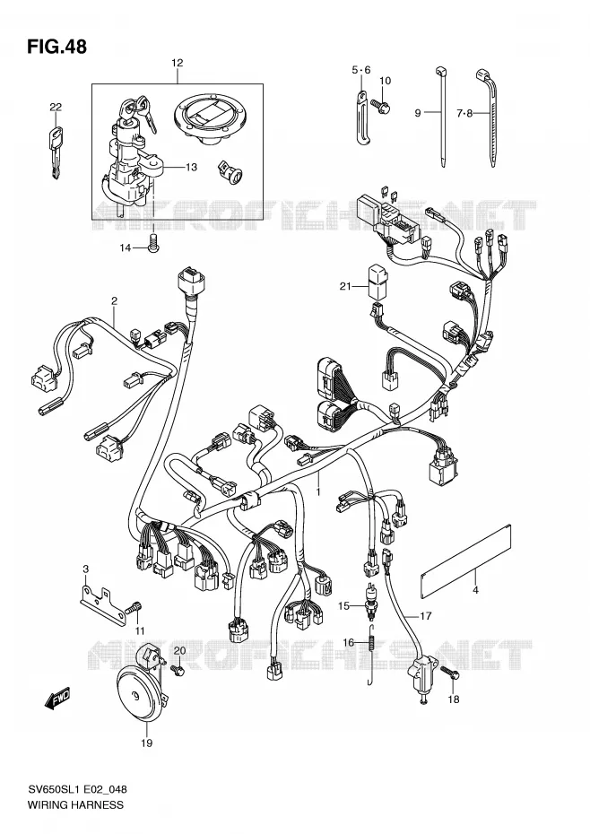 WIRING HARNESS (SV650SL1 E2) Suzuki MOTO 650 SV 2011  SV650SAL1(E2)