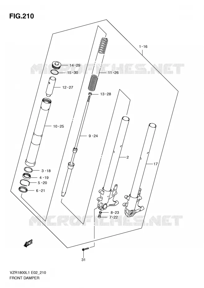 FRONT FORK Suzuki MOTO 1800 INTRUDER 2011  VZR1800L1(E2)