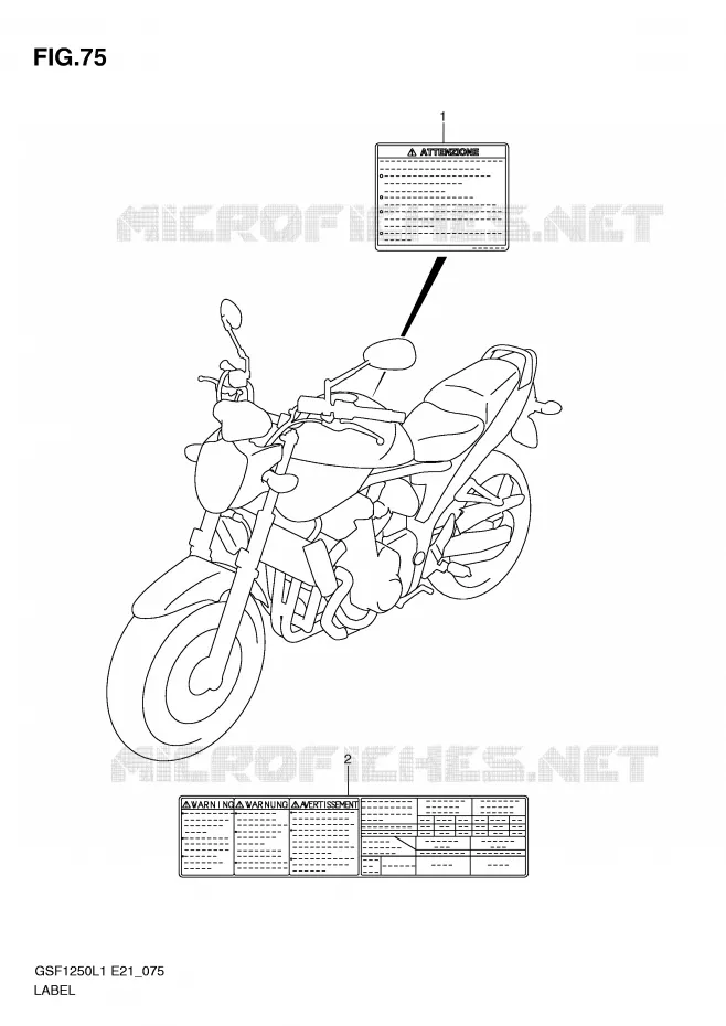 LABEL (GSF1250L1 E21) Suzuki MOTO 1250 BANDIT 2011  GSF1250AL1(E21)