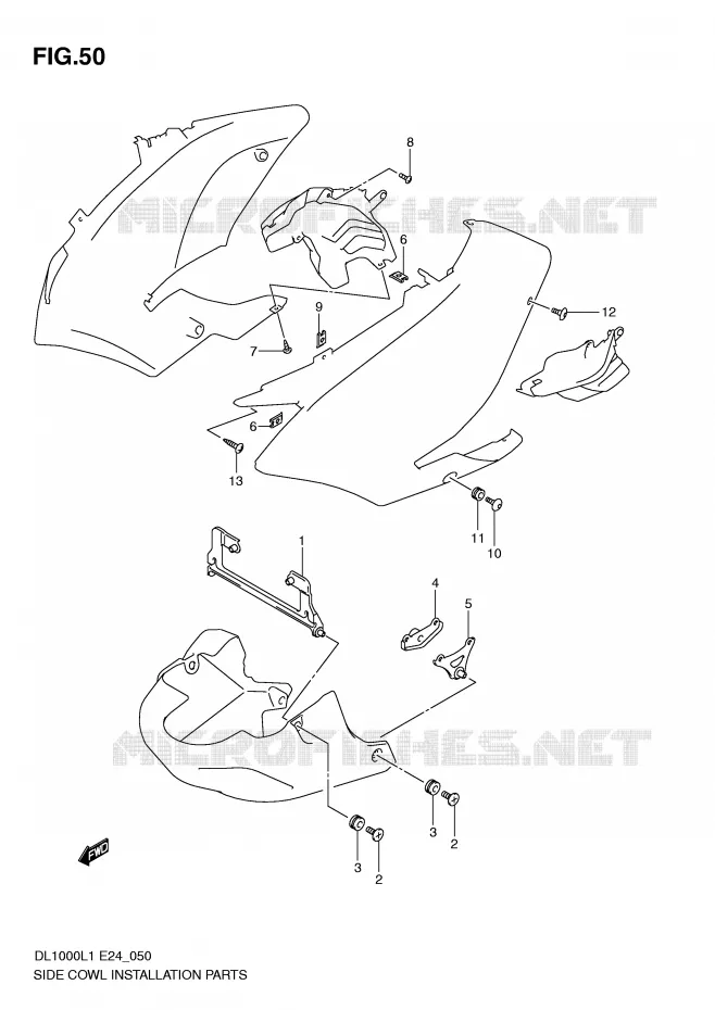 SIDE COWL INSTALLATION PARTS Suzuki MOTO 1000 V-STROM 2011  DL1000L1(E24)