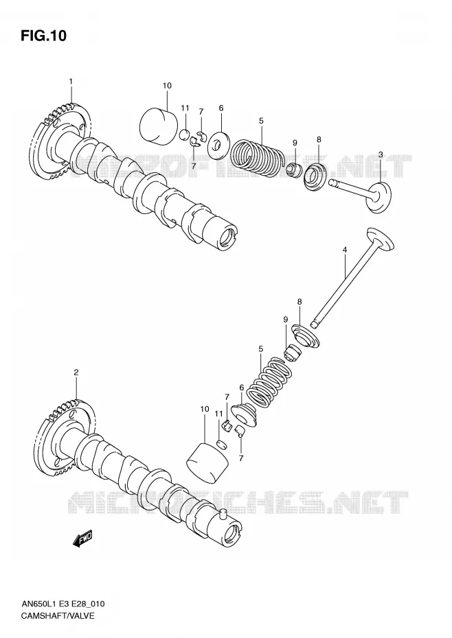 CAM SHAFT/VALVE Suzuki SCOOTER 650 BURGMAN 2011  AN650AL1(E3/E28)