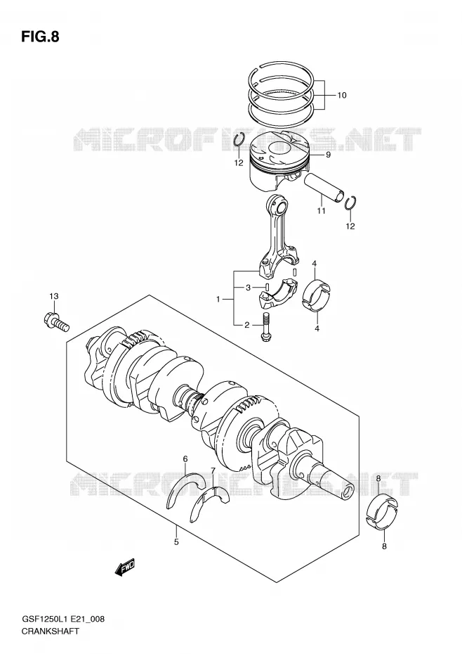 CRANKSHAFT Suzuki MOTO 1250 BANDIT 2012  GSF1250L1(E21)