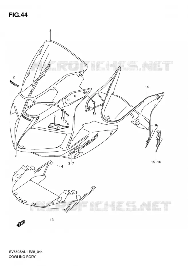 FAIRING Suzuki MOTO 650 SV-S 2011  SV650SAL1(E28)