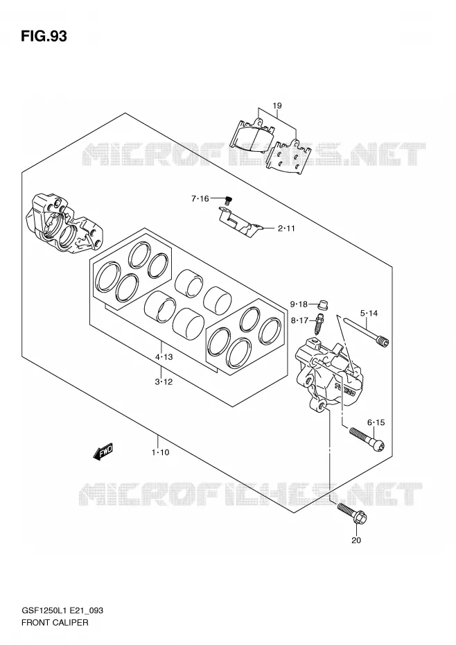 FRONT CALIPER (GSF1250AL1 E21) Suzuki MOTO 1250 BANDIT 2011  GSF1250L1(E21)