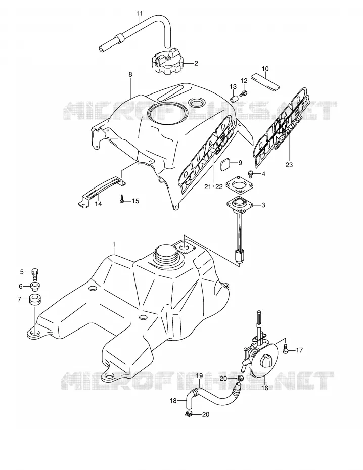 FUEL TANK (MODEL K1/K2) Suzuki QUAD 500 QUADMASTER 2000  LT-F500FY(E24)