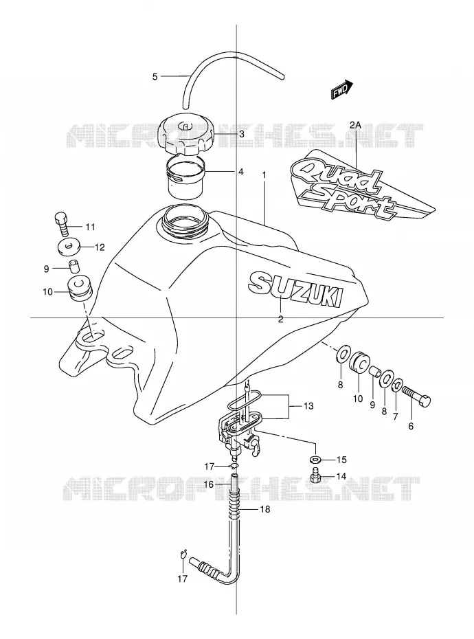 FUEL TANK (MODEL T/V/W/X/Y) Suzuki QUAD 80 QUADSPORT 2000  LT80Y(P1)