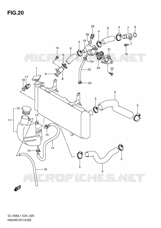 RADIATOR HOSE - EXPANSION TANK Suzuki MOTO 1000 V-STROM 2011  DL1000L1(E24)