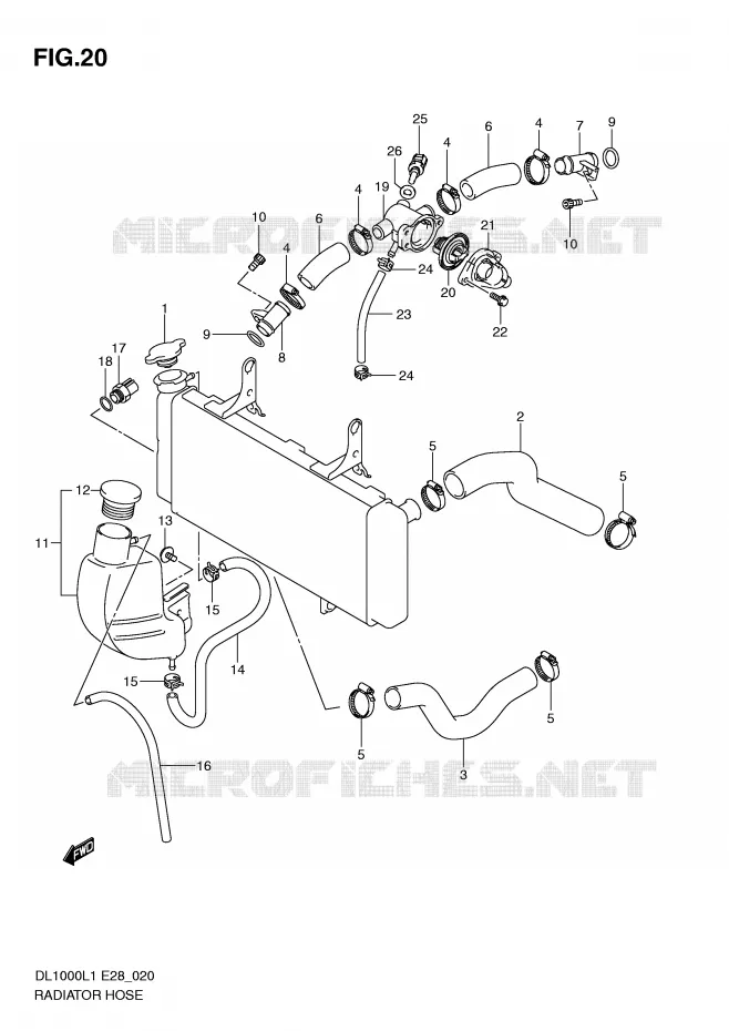 RADIATOR HOSE - EXPANSION TANK Suzuki MOTO 1000 V-STROM 2011  DL1000L1(E28)