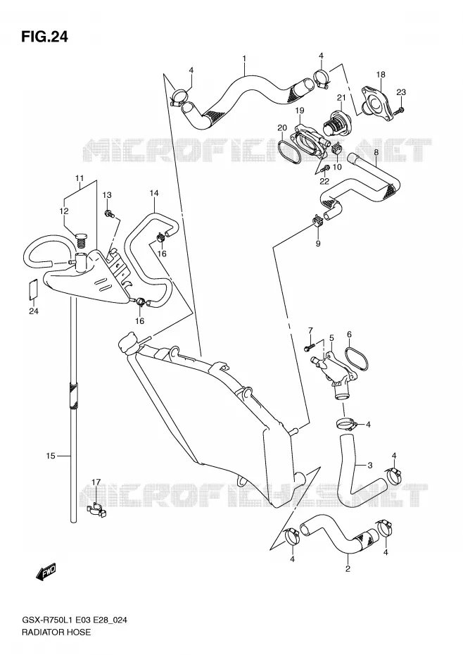 RADIATOR HOSE - EXPANSION TANK Suzuki MOTO 750 GSX-R 2011  GSX-R750L1(E3)