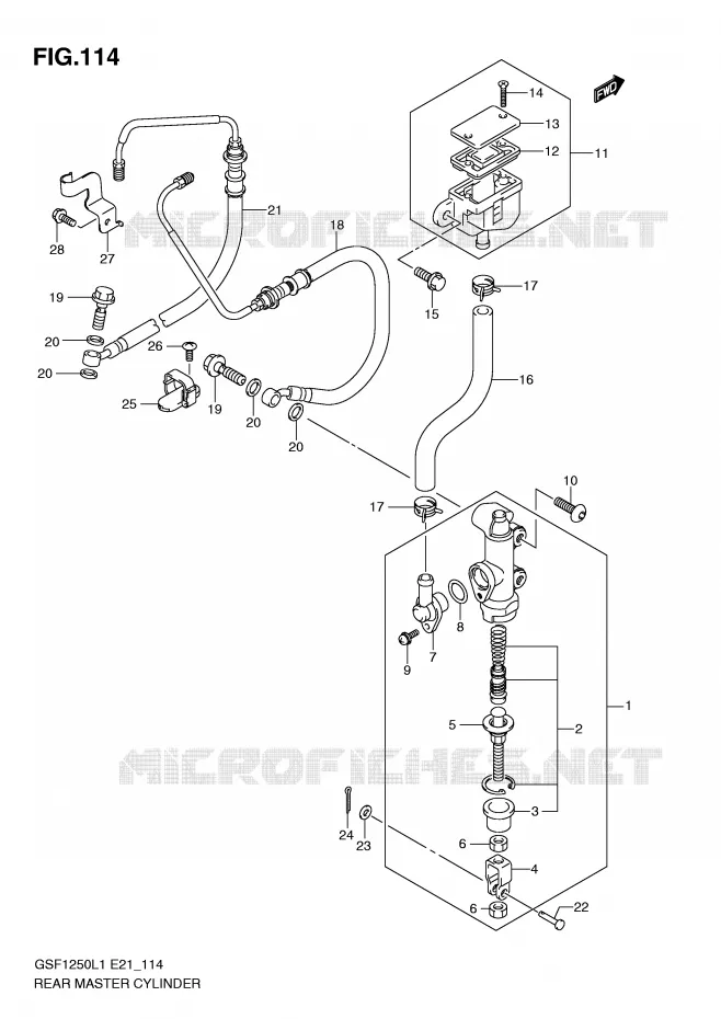 REAR BRAKE MASTER CYLINDER (GSF1250AL1 E24) Suzuki MOTO 1250 BANDIT 2012  GSF1250L1(E21)