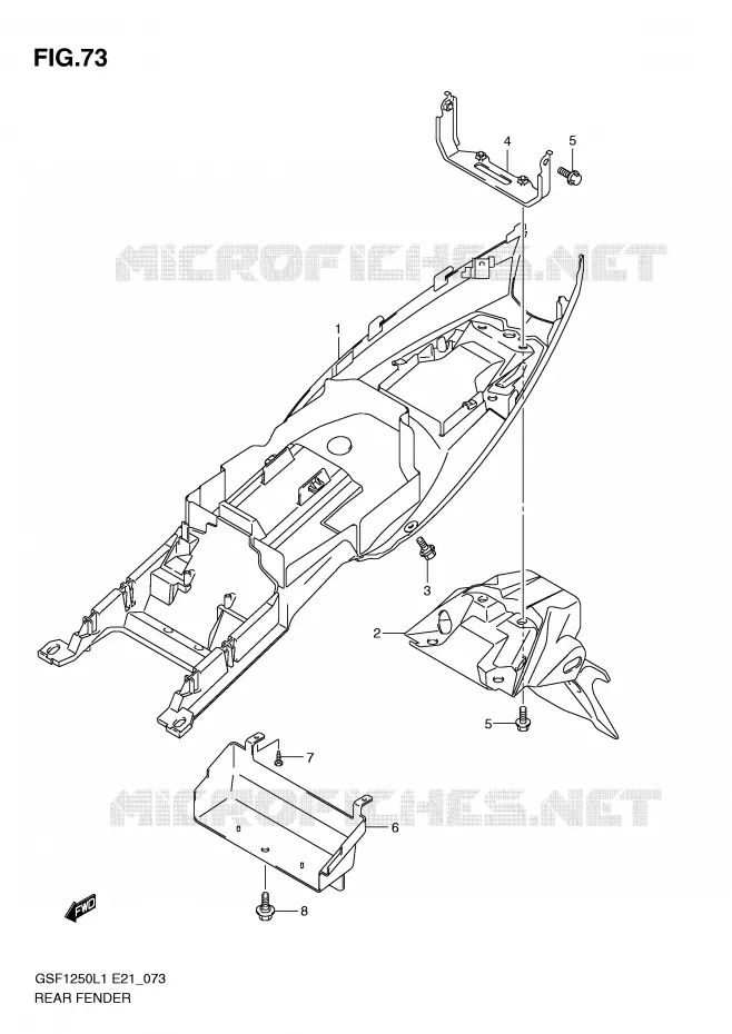 REAR FENDER (GSF1250AL1 E21) Suzuki MOTO 1250 BANDIT 2012  GSF1250L1(E21)