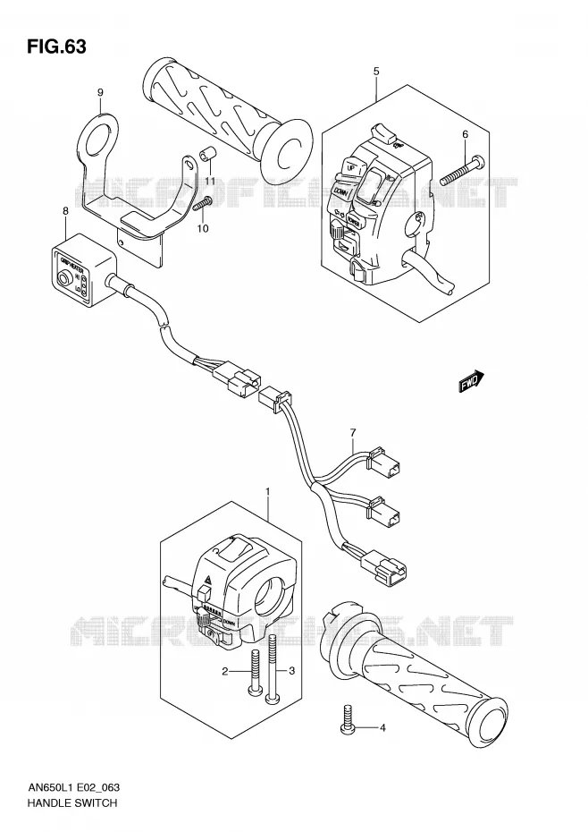 SWITCHES (AN650AL1 E19) Suzuki SCOOTER 650 BURGMAN 2011  AN650L1(E2)
