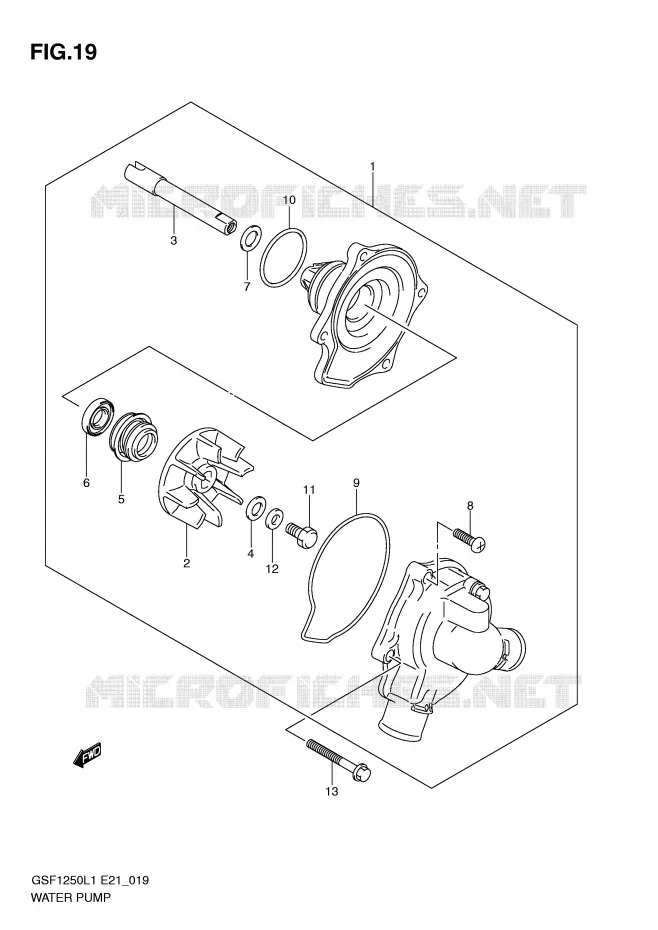WATER PUMP Suzuki MOTO 1250 BANDIT 2011  GSF1250AL1(E21)