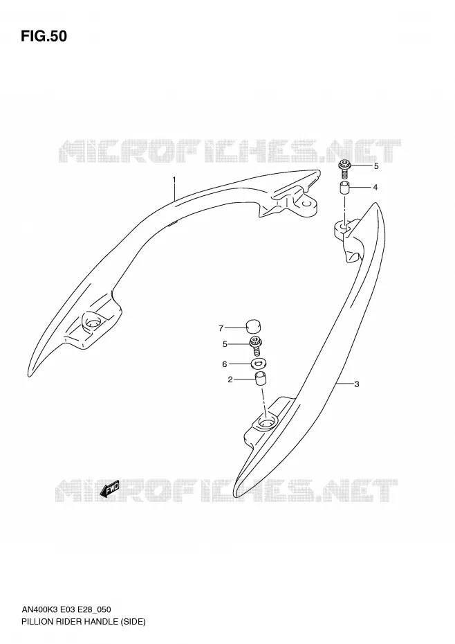 BACKREST (SIDE)(MODEL K3) Suzuki SCOOTER 400 BURGMAN 2005  AN400K5(E3/E28)