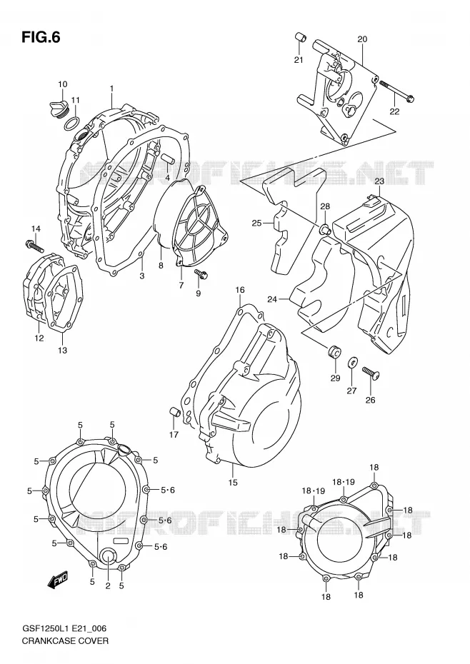 CRANKCASE COVER Suzuki MOTO 1250 BANDIT 2012  GSF1250L1(E21)