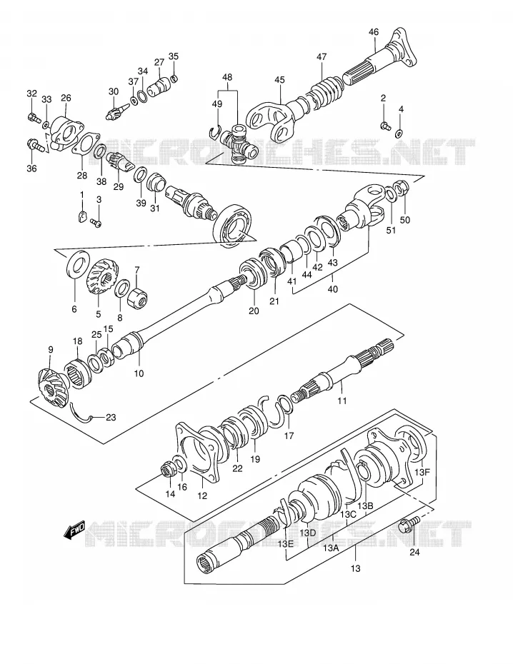 DRIVESHAFT (MODEL W/X/Y) Suzuki QUAD 500 QUADMASTER 2000  LT-F500FY(E24)