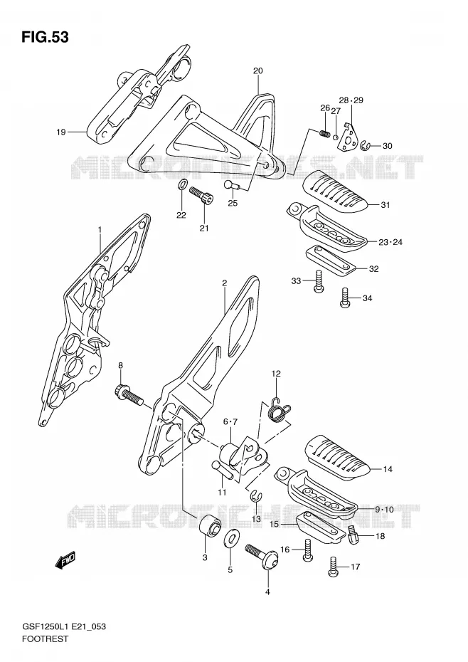 FOOTREST Suzuki MOTO 1250 BANDIT 2011  GSF1250AL1(E21)