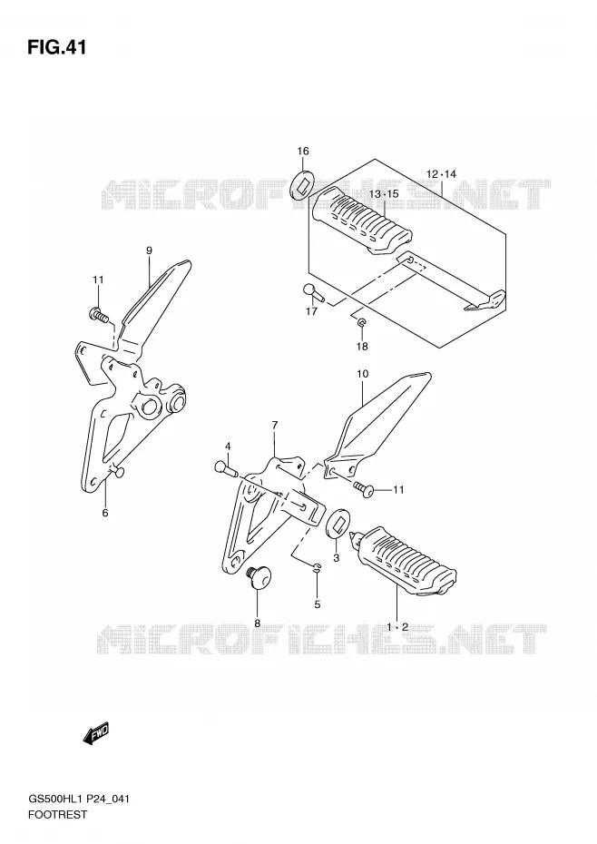 FOOTREST Suzuki MOTO 500 GS-E 2011  GS500HL1(L1)