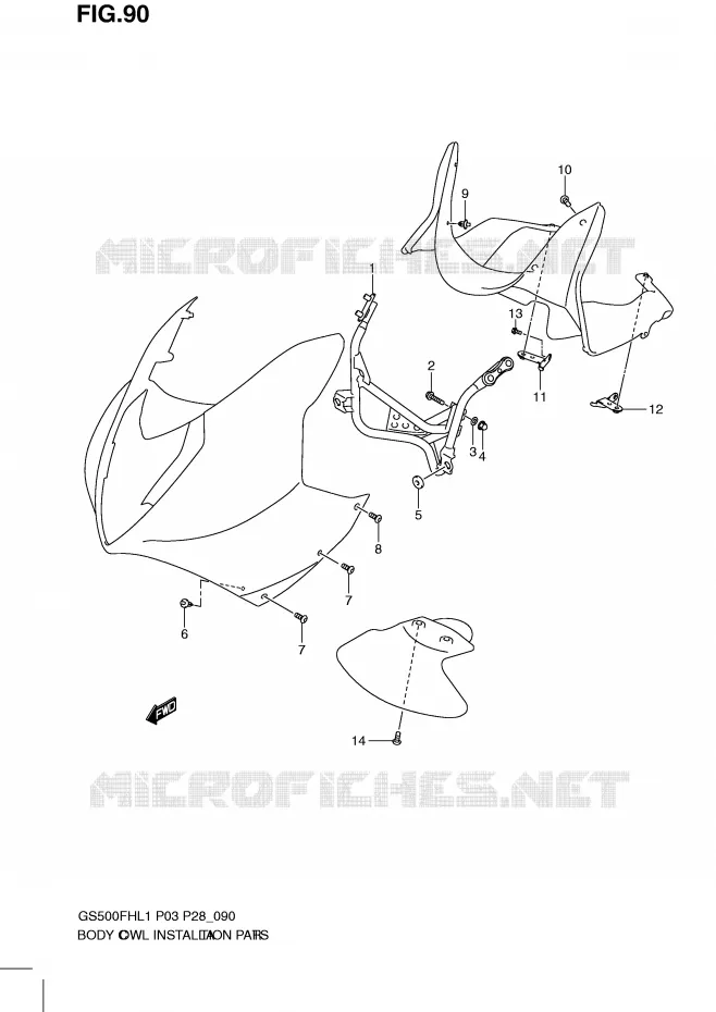 FRONT COWLING BRACKET  (GS500FH P33) Suzuki MOTO 500 GS-F 2011  GS500FHL1(P3)