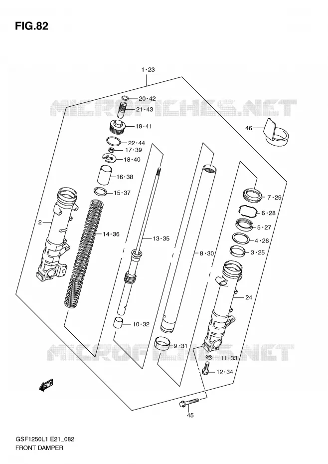 FRONT FORK (GSF1250AL1 E21) Suzuki MOTO 1250 BANDIT 2012  GSF1250L1(E21)