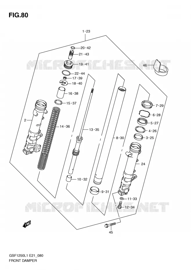FRONT FORK (GSF1250L1 E21) Suzuki MOTO 1250 BANDIT 2011  GSF1250AL1(E21)