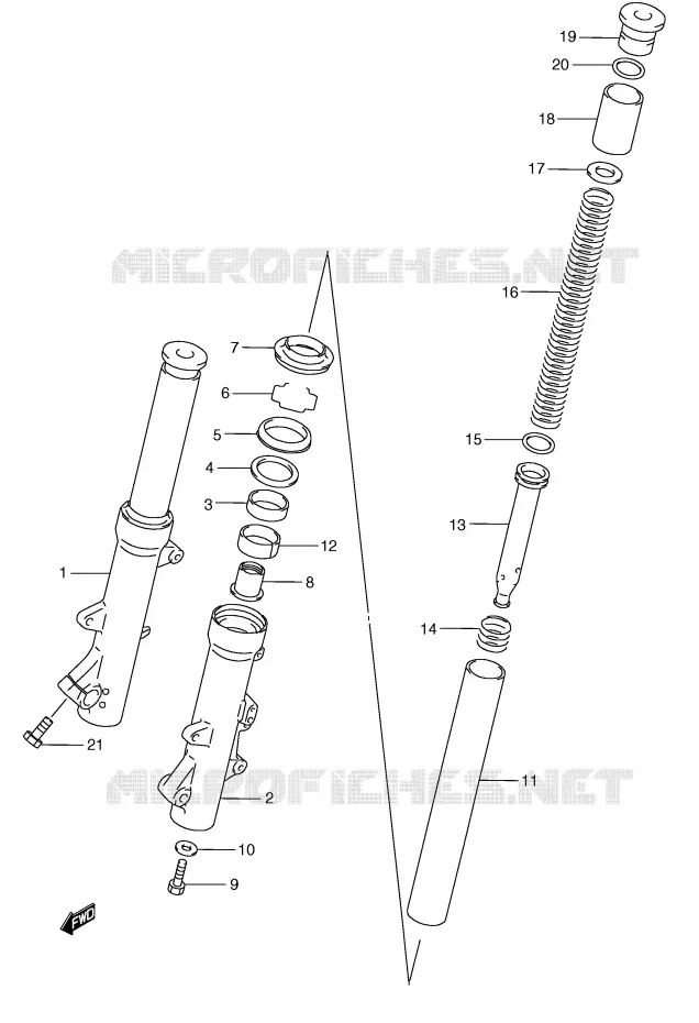 FRONT FORK (MODEL W/X) Suzuki SCOOTER 250 BURGMAN 1998  AN250W(E2)