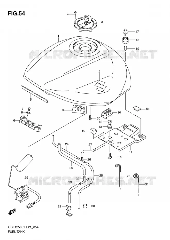 FUEL TANK (GSF1250L1 E21) Suzuki MOTO 1250 BANDIT 2011  GSF1250L1(E21)