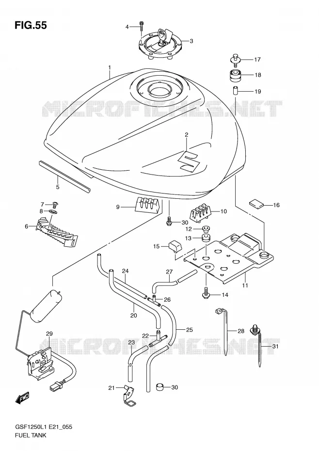 FUEL TANK (GSF1250L1 E24) Suzuki MOTO 1250 BANDIT 2012  GSF1250L1(E21)