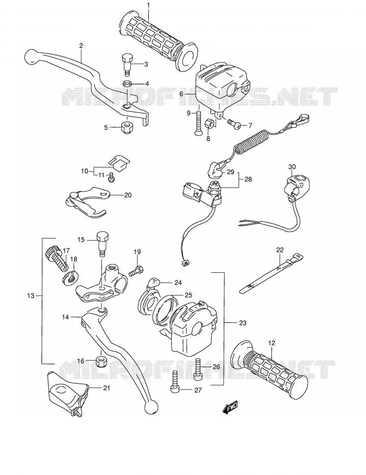 LEVERS - HANDGRIPS (MODEL K2) Suzuki QUAD 500 VINSON 2002  LT-F500FK2(E24)