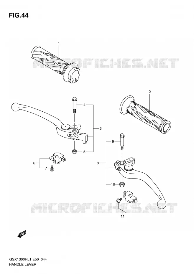 LEVERS - HANDGRIPS Suzuki MOTO 1300 HAYABUSA 2011  GSX1300RL1(E50)