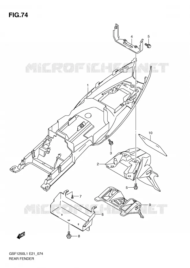 REAR FENDER (GSF1250AL1 E24) Suzuki MOTO 1250 BANDIT 2012  GSF1250L1(E21)