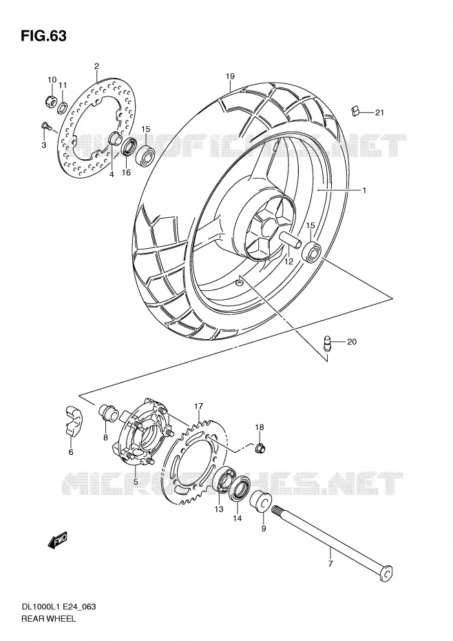 REAR WHEEL Suzuki MOTO 1000 V-STROM 2011  DL1000L1(E24)