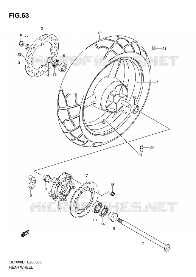 REAR WHEEL Suzuki MOTO 1000 V-STROM 2011  DL1000L1(E28)