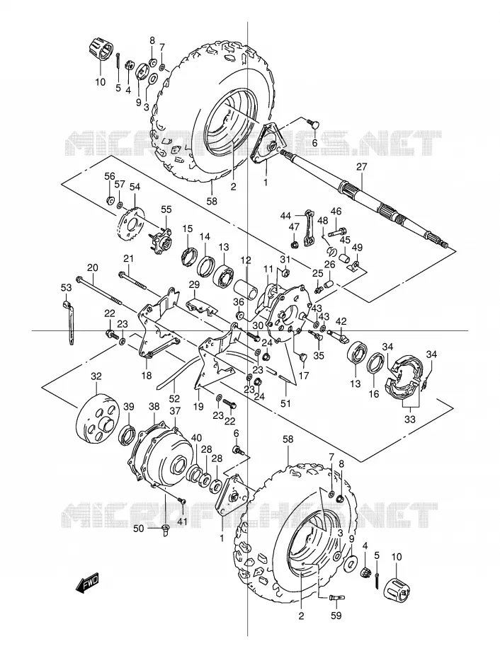 REAR WHEEL Suzuki QUAD 80 QUADSPORT 1996  LT80T(P1)