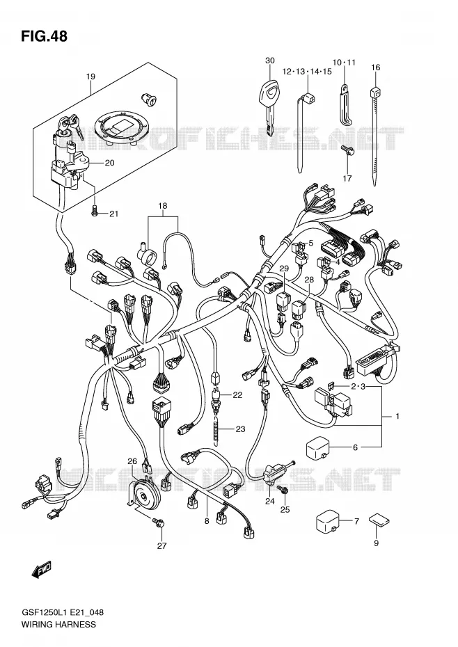 WIRING HARNESS (GSF1250AL1 E21) Suzuki MOTO 1250 BANDIT 2011  GSF1250AL1(E21)