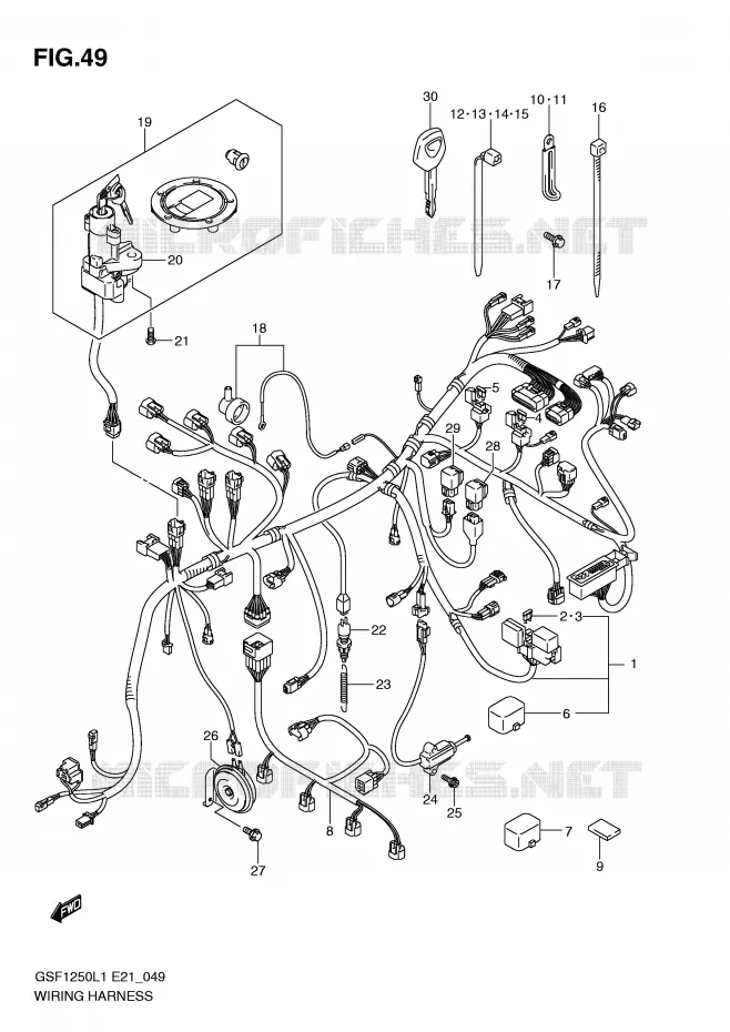 WIRING HARNESS (GSF1250AL1 E24) Suzuki MOTO 1250 BANDIT 2012  GSF1250L1(E21)
