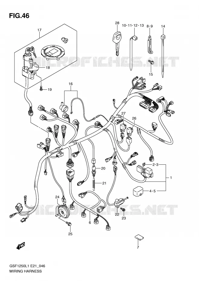 WIRING HARNESS (GSF1250L1 E21) Suzuki MOTO 1250 BANDIT 2012  GSF1250L1(E21)