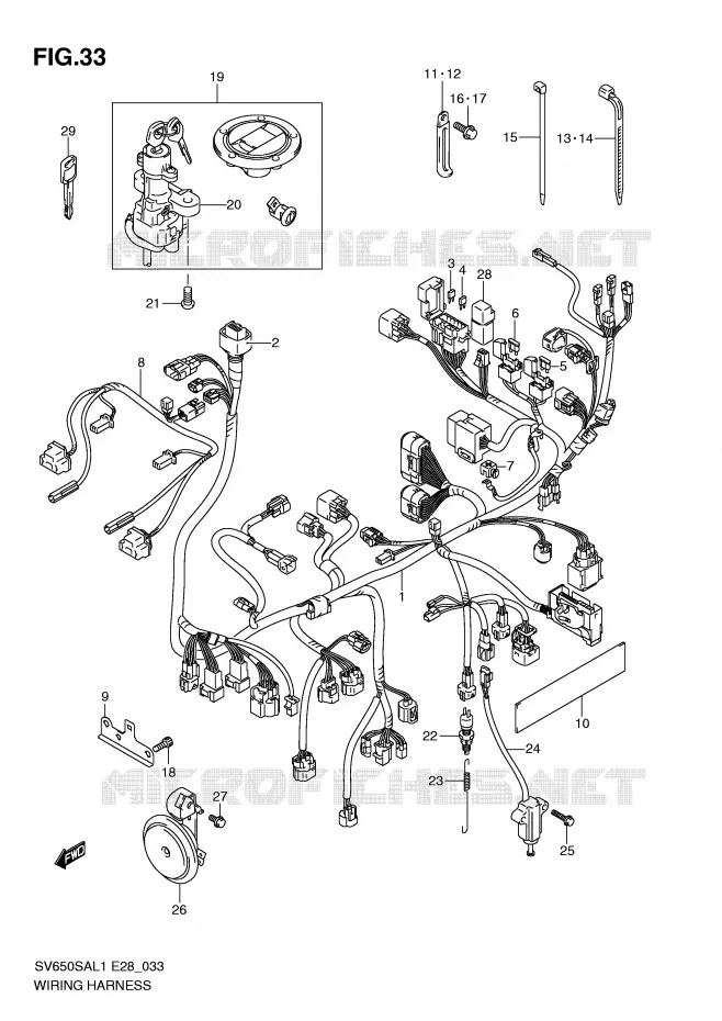 WIRING HARNESS Suzuki MOTO 650 SV-S 2011  SV650SAL1(E28)
