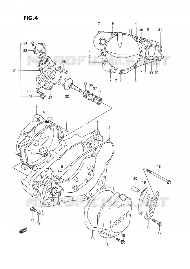CRANKCASE COVER (MODEL P) Suzuki MOTO 250 RM 1994  RM250R(E3)