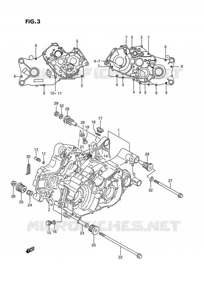 CRANKCASE Suzuki QUAD 250 QUADRUNNER 1995  LT-4WDS(E3)