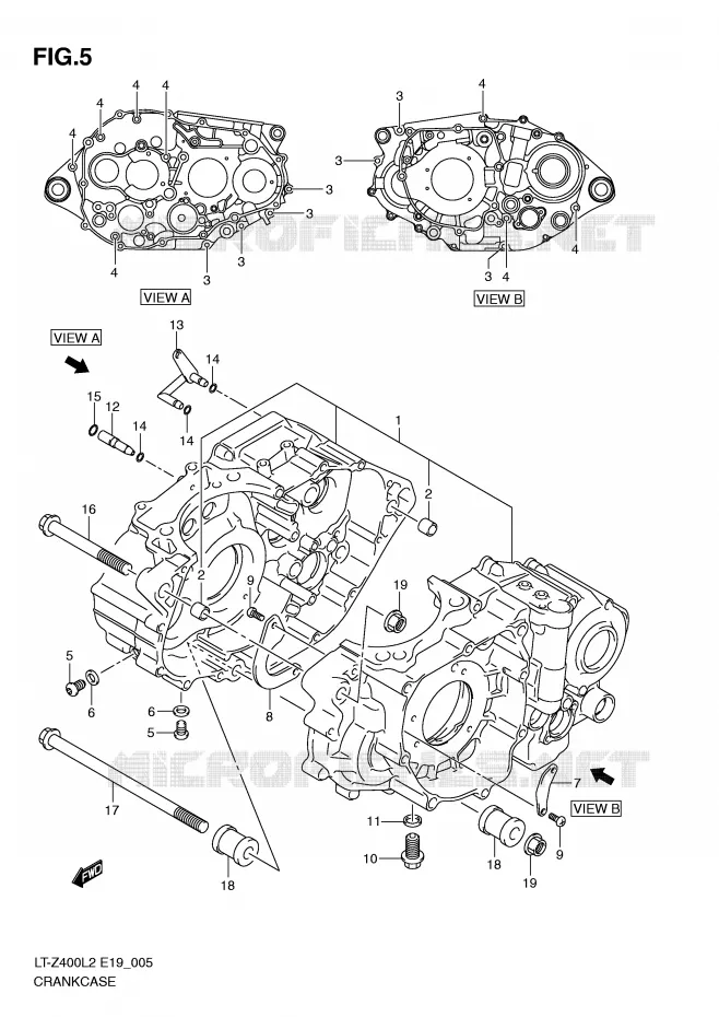 CRANKCASE Suzuki QUAD 400 QUADSPORT 2012  LT-Z400L2(E19)