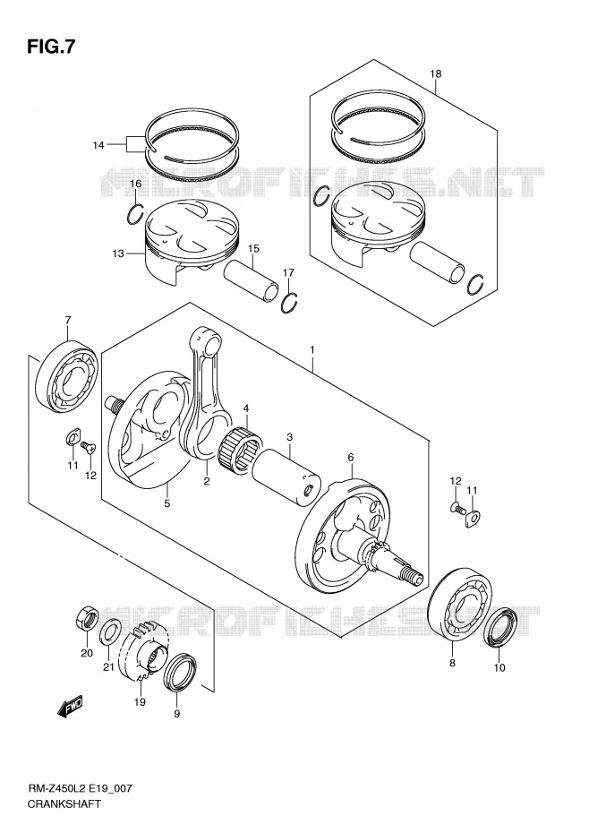 CRANKSHAFT Suzuki MOTO 450 RM-Z 2012  RM-Z450L2(E19)
