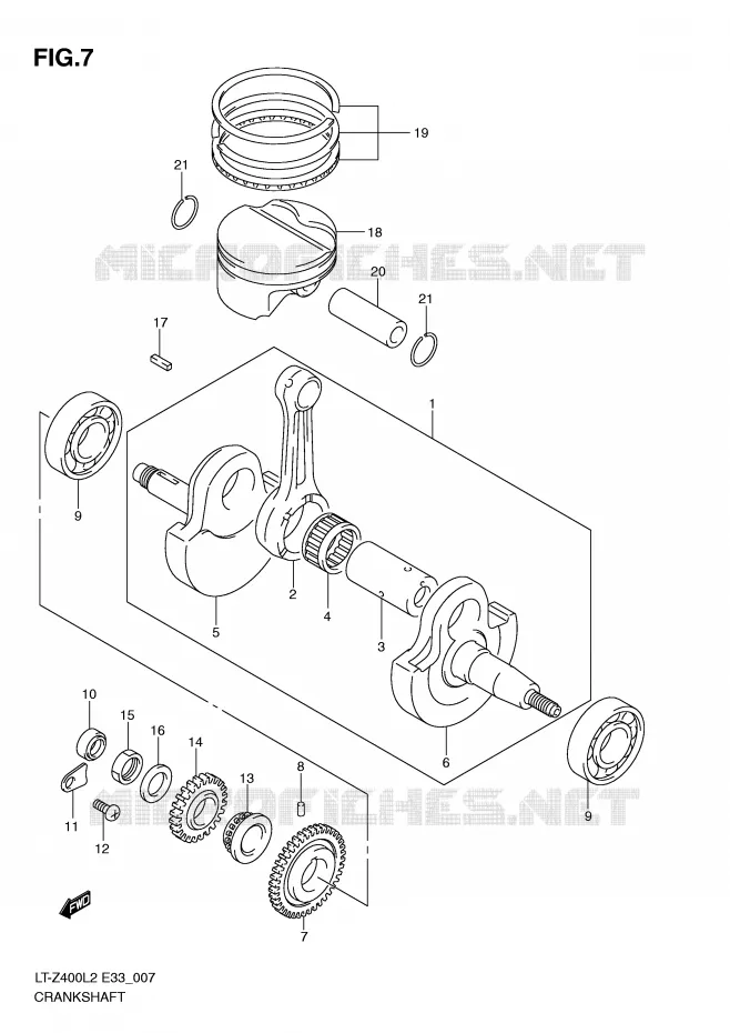CRANKSHAFT Suzuki QUAD 400 QUADSPORT 2012  LT-Z400L2(E33)