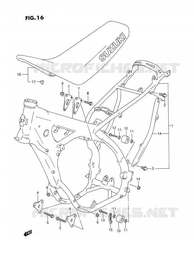 FRAME - SEAT (MODEL P) Suzuki MOTO 250 RM 1994  RM250R(E3)